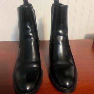 Zara Black Leather Boots Classic Design